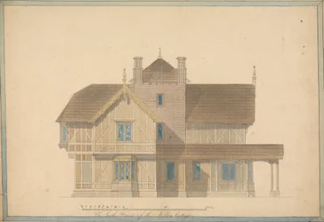 La cabaña del molinero en Chatsworth: Alzado de la fachada sur