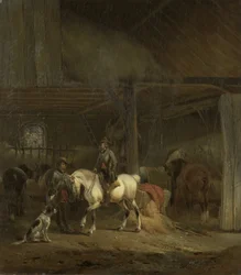 Establo de caballos, c.1830-1840 (óleo sobre tabla)