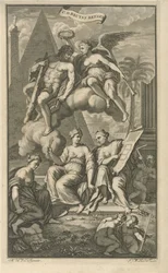 Hércules coronado por Victoria Página de título para: Cornelis de Bruyn, Viajes de Cornelis de Bruyn, a través de las partes más famosas de Asia Menor, 1698