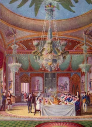 Un banquete en el Royal Pavilion, Brighton, c1827
