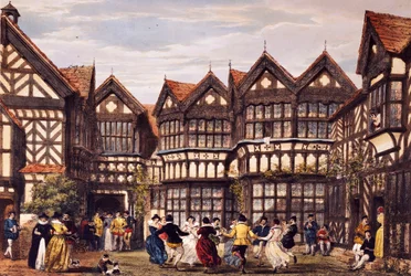Little Moreton Hall, Cheshire, de "Las mansiones de Inglaterra en tiempos antiguos", 1839-40