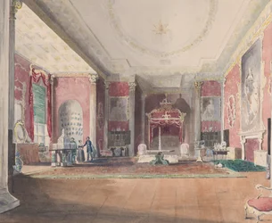 La cámara de la cama estatal, Stowe Buckinghamshire, 1838