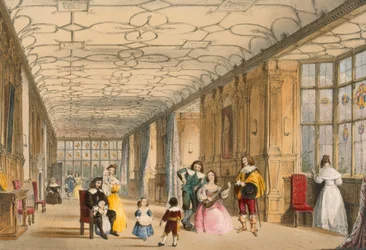 Vista del Long Hall en Haddon, Derbyshire, c. 1600