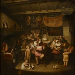 Eccles Wakes : Interior de una cervecería (óleo sobre lienzo)