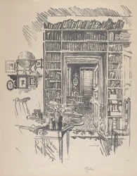 Sala de libros en la casa del Dr. Wister