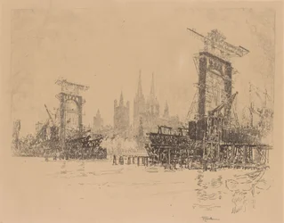 Construcción del puente, en Colonia