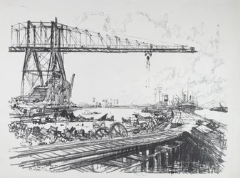 Canal francés y grúas americanas, 1912