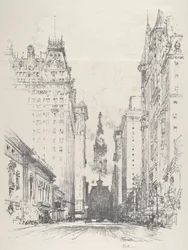 Vista de Broad Street desde Spruce Street