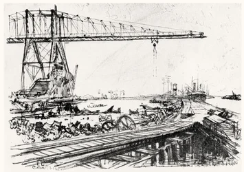 Monte Esperanza, lámina II de El Canal de Panamá por Joseph Pennell, 1912
