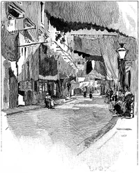 Rue de Beaucaire. Grabado de Joseph Pennell 1888