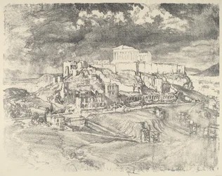 Tormenta detrás de la Acrópolis