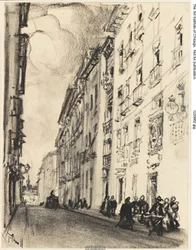 La calle de Cervantes y Lope de Vega, Madrid