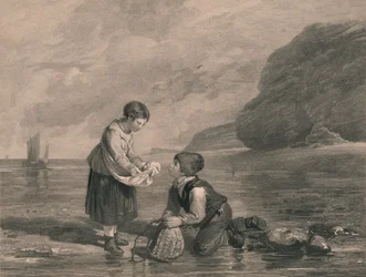 Jóvenes pescadores de camarones, principios del siglo XIX