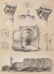 Detalles, mezquita de Amrou, en El Cairo, 1843