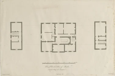 Sandon Hall - Plano del piso de la cámara: grabado, nd [1769-1771]