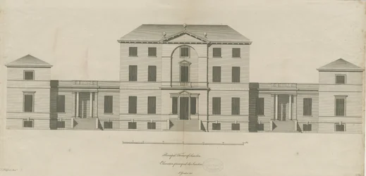 Sandon Hall: grabado, nd [1769-1771]