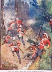 Gritando su grito de guerra, los británicos cargaron la brecha