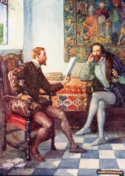 Spenser leyendo la primera parte de la Reina de las Hadas a Raleigh