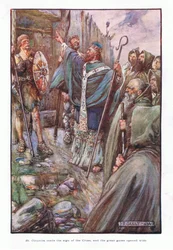 San Columba hizo la señal de la cruz, y las grandes puertas se abrieron de par en par