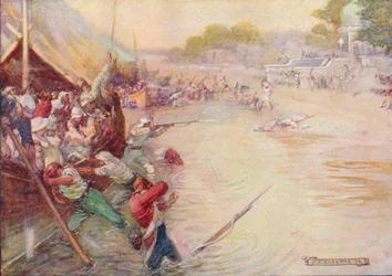 Los barcos quedaron atrapados en el barro y fueron un blanco fácil, 1908, c1920