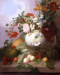 Jarrón de flores de verano. Pintura de Joseph Rhodes (1782-1854) Colección particular.