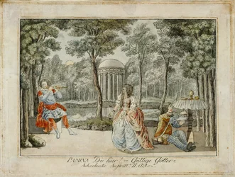 Tamino, Pamina y Papageno ... (grabado)