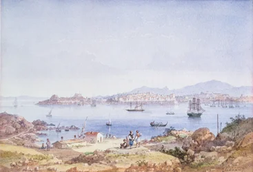 Corfú desde la isla de Vidho, 1789