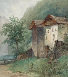 Casas en un lago de montaña