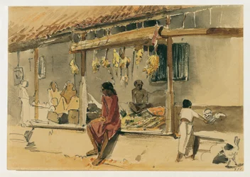 Comerciantes de pollo en Point de Galle en Ceilán (Sri Lanka)