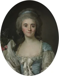 Retrato de la condesa de Provenza (1753-1810), de medio cuerpo, con vestido turquesa con adornos de encaje blanco y lazo