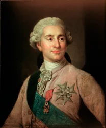 Retrato del Rey de Francia Luis XVI (1754-1793) con las insignias de la Orden del Toisón de Oro. Pintura de Joseph Siffred Duplessis (1725-1802). Siglo XVIII.