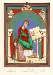 Wulstan II (o Wulfstan), Arzobispo de York ,1859 (grabado)
