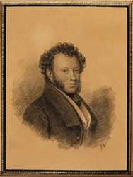 Retrato del autor Alexander S. Pushkin 1799-1837, 1827