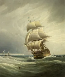 Barco de Tres Mástiles con el Viento