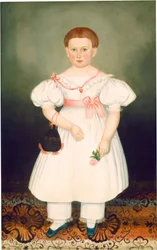 Niña con retículo y rosa