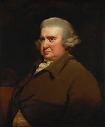 Retrato de Erasmus Darwin, medio cuerpo, con un abrigo beige y camisa blanca