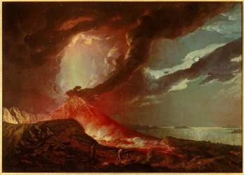 La erupción del Vesubio con islas en la Bahía de Nápoles en 1776