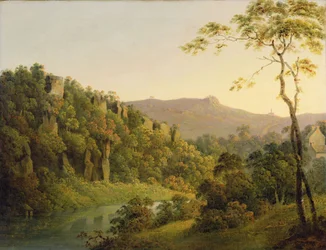 Vista en Matlock Dale, mirando hacia el escarpe de Black Rock