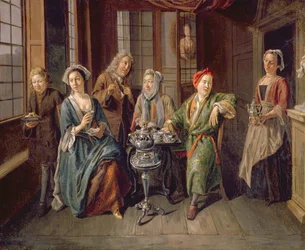 Una fiesta del té, c.1720 (óleo sobre lienzo)