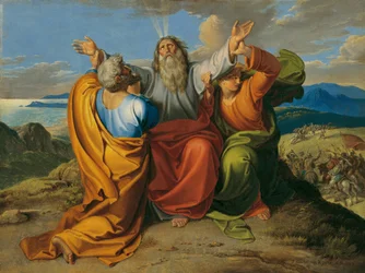 Moisés orante con Aarón y Hur en el monte Horeb