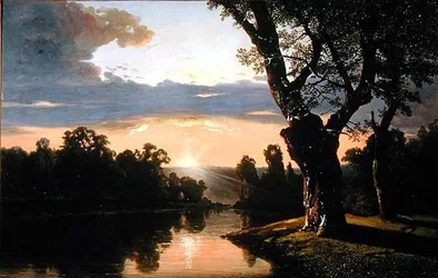 Paisaje con río y árboles