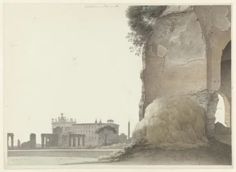 La basílica de San Juan de Letrán, con el templo de Minerva Médica en primer plano
La iglesia de San Giovanni in Laterano, con el templo de Minerva Medica en primer plano a la derecha, en Roma