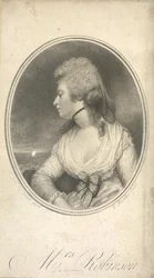 Sra. Robinson. Mary Robinson, de soltera Darby, conocida como Perdita (1758-1800). Actriz, poetisa y novelista inglesa. Primera amante pública del rey Jorge IV cuando aún era príncipe de Gales. Retrato, según Sir Joshua Reynolds.