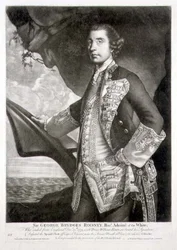 Retrato de Sir George Brydges Rodney (1719-92) Almirante del Blanco, grabado por William Dickinson publicado por Carington Bowles