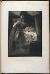 Segunda Parte del Rey Enrique VI acto III escena III- Rey Enrique, Salisbury y Warwick; el Cardenal en la cama