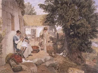 Cabañas cerca de Symonds Yat con figuras campestres