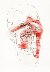 Rostro abstracto rojo