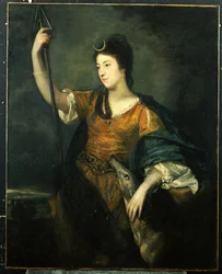 Retrato de Lady Anne Dawson, tres cuartos de longitud, como Diana, 1753-54