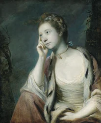 Retrato de Lady Mary Coke, medio cuerpo, con una capa roja adornada con armiño