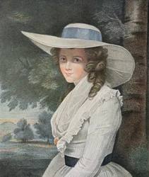 La Muy Honorable Condesa Spencer (d.1831) grabado por Francesco Bartolozzi, publicado por E.M. Diemar, 1787 (grabado a puntos)